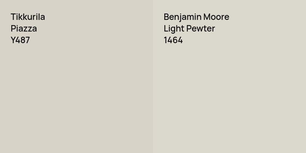 Tikkurila Piazza vs. Benjamin Moore Light Pewter