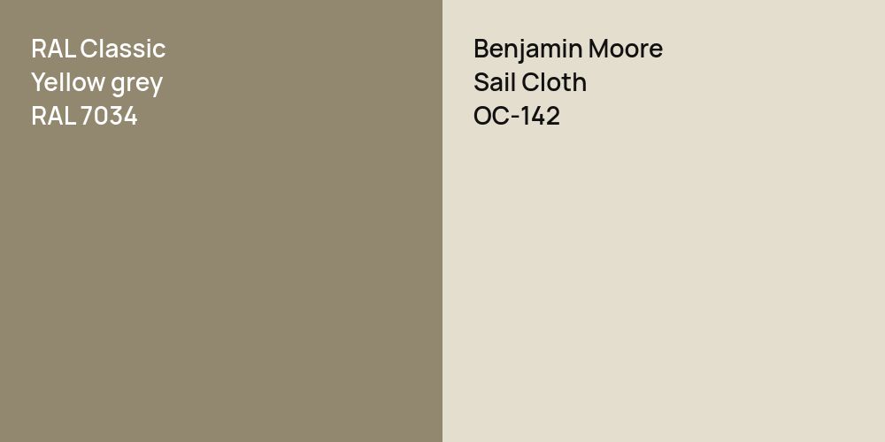 RAL Classic  Yellow grey vs. Benjamin Moore Sail Cloth