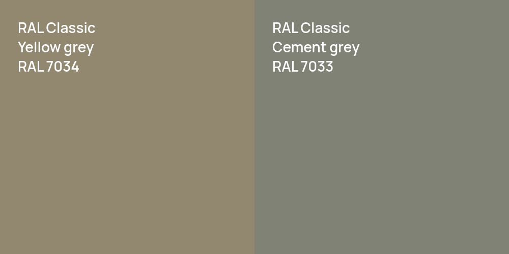 RAL Classic  Yellow grey vs. RAL Classic  Cement grey