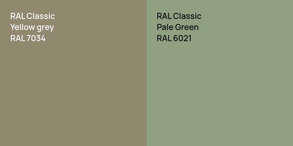 RAL Classic  Yellow grey vs. RAL Classic Pale Green