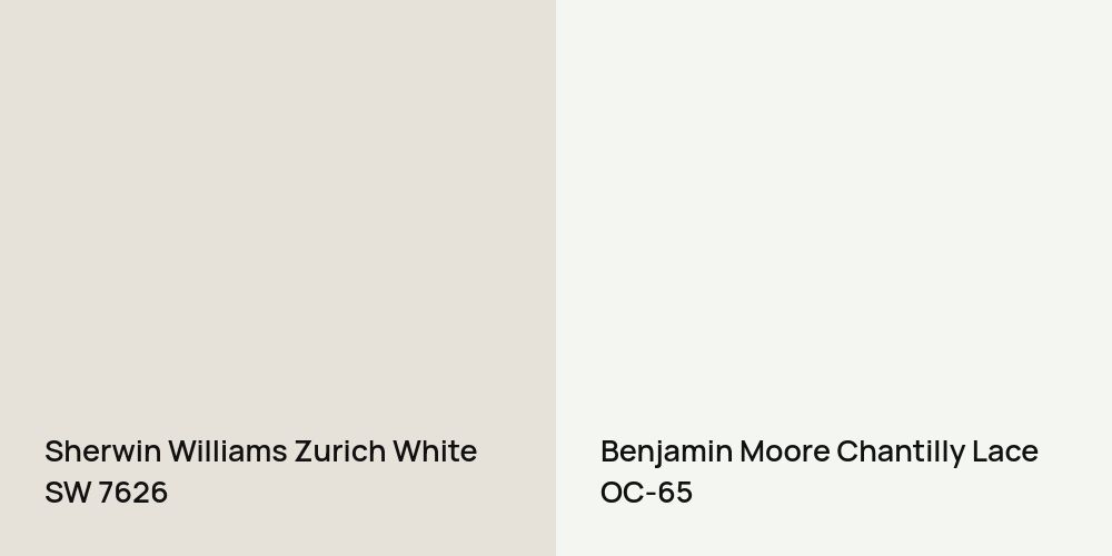 Sherwin Williams Zurich White vs. Benjamin Moore Chantilly Lace