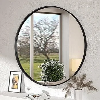 36 Inch Black Round Wall Mirror