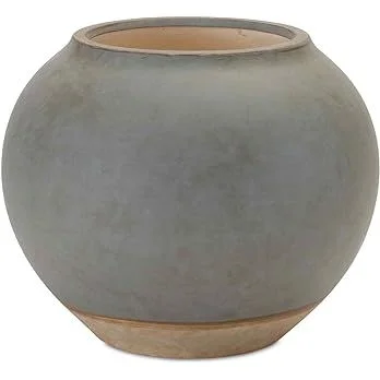 8.5" Gray and Beige Urn Shaped Ceramic Vase