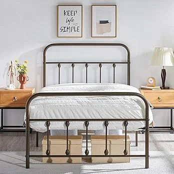 Classic Metal Platform Bed, Victorian Style