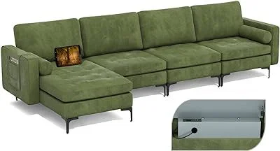 Giantex 128" Green Extra-Large 4 Seat Sofa