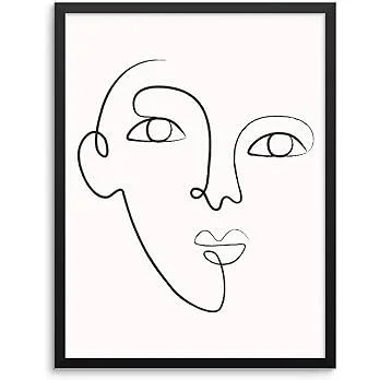 Not Continuous Line Abstract Face Art Print Minimalist
