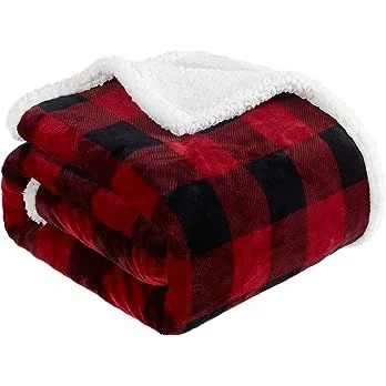 Red and Black Buffalo Plaid Christmas Throw Blanket