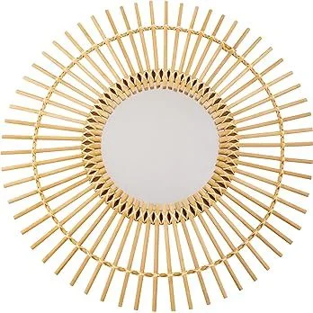 Round Rattan Sunburst Decorative Mirror
