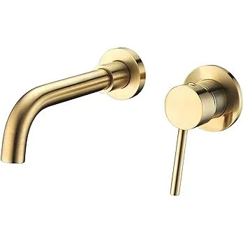 Sumerain Wall Mount Bathroom Faucet Brushed Gold