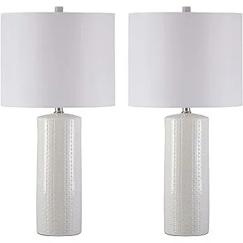 Textured Ceramic White Table Lamp